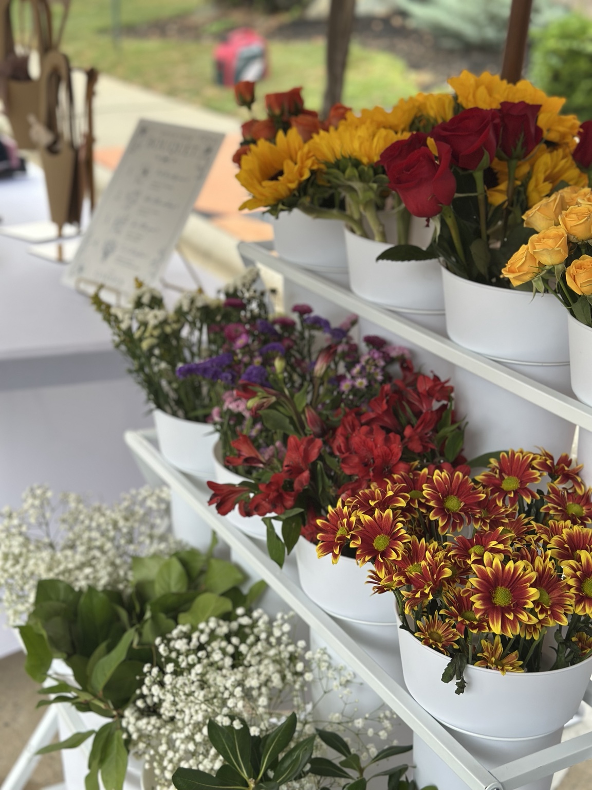 Colorful fresh flowers displayed at The Garden Social NC mobile bloom bar